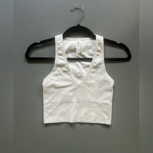 Athleta White Aurora Seamless Cropped Rib Tank